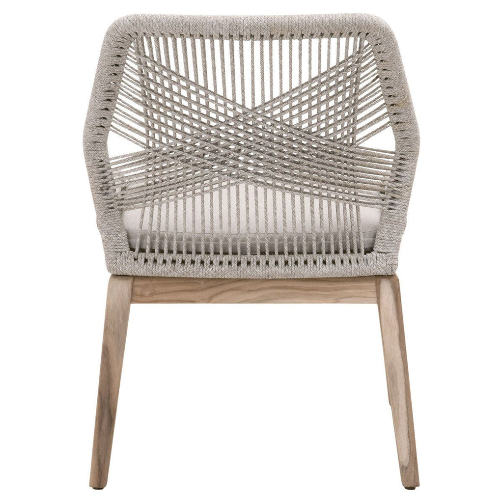 Loom Outdoor Dining Chair - Taupe and White Flat Rope