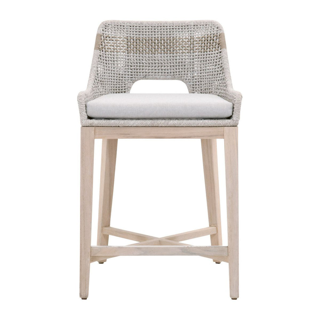 Tapestry Outdoor Counter Stool - Taupe and White Rope