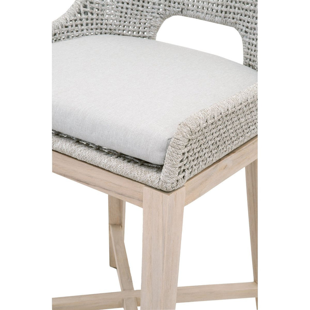 Tapestry Outdoor Counter Stool - Taupe and White Rope
